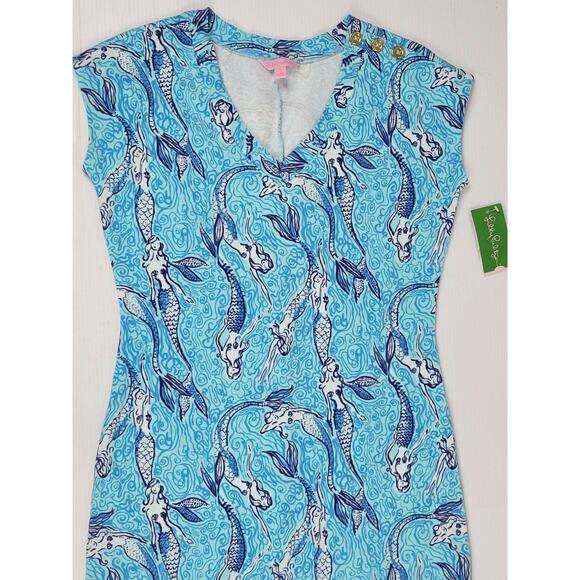NWT Lilly Pulitzer Hayley Resort Spa Blue Mermaid French Terry Mini‎ Dress Small - Picture 2 of 12